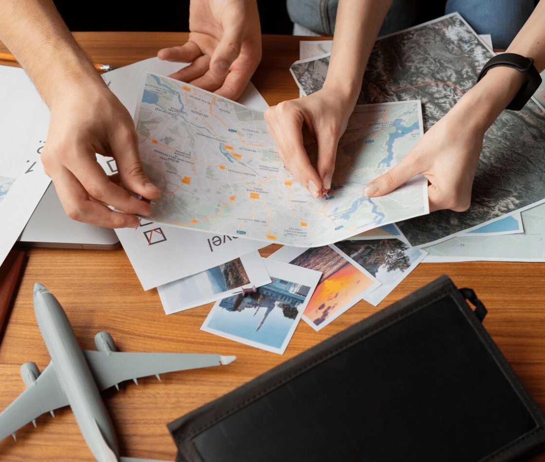 Travel planning with destination research, itinerary preparation, and holiday arrangements